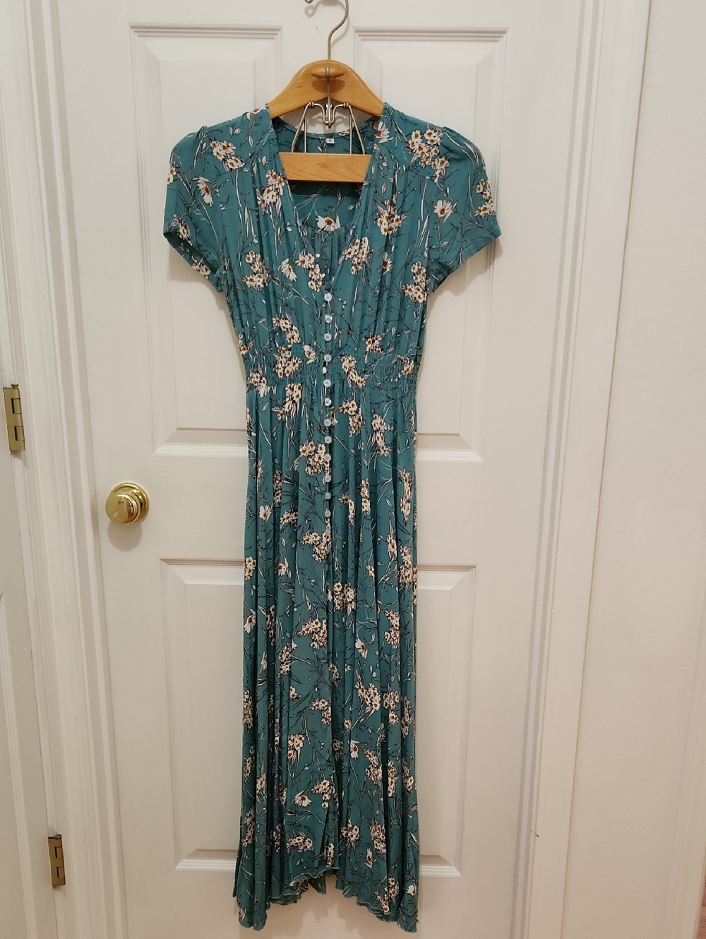 Women's Floral Maxi Dress Boho Button Up Split Beach
